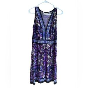 Studio I Vibrant Shades of Purple Paisley Dress Size 10